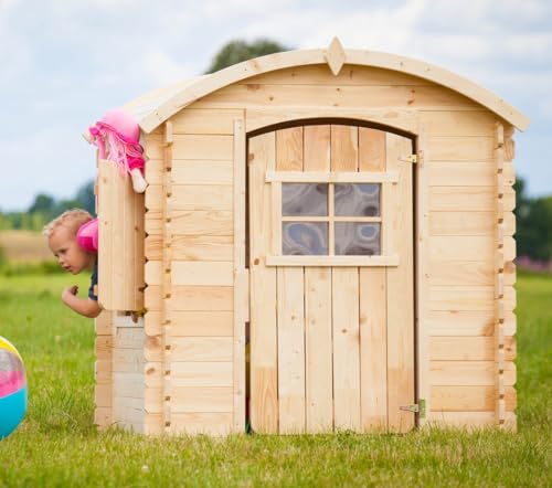 Timbela Kinderspielhaus aus Holz MIT BÖDEN - Spielhaus im Freien für Kinder - B112xL146xH145 cm/1,1m2 Gartenspielhaus - Garten-Sommerhaus für Kinder M505 Timbela Kinderspielhaus aus Holz MIT BÖDEN - Spielhaus im Freien für Kinder - B112xL146xH145 cm/1,1m2 Gartenspielhaus - Garten-Sommerhaus für Kinder M505 von TIMBELA