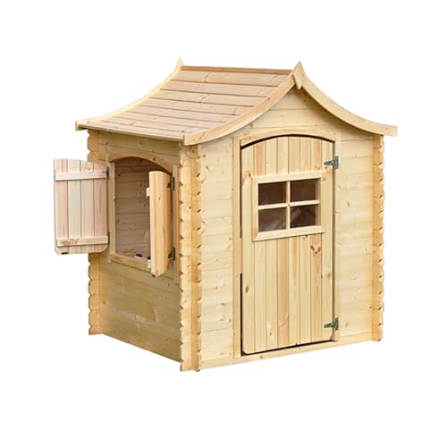 Timbela Kinderspielhaus aus Holz MIT BÖDEN - Spielhaus im Freien für Kinder - B112xL146xH152 cm/1,1m2 Gartenspielhaus - Garten-Sommerhaus für Kinder M550 Timbela Kinderspielhaus aus Holz MIT BÖDEN - Spielhaus im Freien für Kinder - B112xL146xH152 cm/1,1m2 Gartenspielhaus - Garten-Sommerhaus für Kinder M550 von TIMBELA