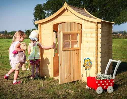 Timbela Kinderspielhaus aus Holz - Spielhaus im Freien für Kinder - B112xL146xH152 cm/1,1m2 Gartenspielhaus - Garten-Sommerhaus für Kinder M550-1 Timbela Kinderspielhaus aus Holz - Spielhaus im Freien für Kinder - B112xL146xH152 cm/1,1m2 Gartenspielhaus - Garten-Sommerhaus für Kinder M550-1 von TIMBELA