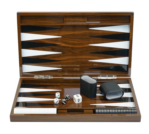 Deluxe Backgammon-Brettspiel-Set aus Holz, 45,7 cm, lackiert, mit hochwertigen Lederwürfelbechern und Acryl-Spielchips Deluxe Backgammon-Brettspiel-Set aus Holz, 45,7 cm, lackiert, mit hochwertigen Lederwürfelbechern und Acryl-Spielchips von TIMELYBUYS