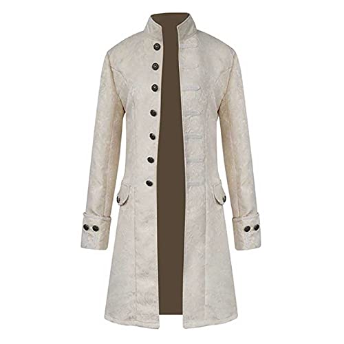 Halloween Herren Smoking Erfrischendes Unterteile Print Frack Mantel Uniform Party Oberbekleidung Renaissance Mantel Leichtet Jacke Hof Stickerei Mantel Kostüm-Outfits Elegant Oberteile（3-White，L） von TIMELYE