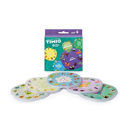Timio Disc Set # 4: Spiel mit 5 Discs für den Timio -Leser | Lernen Sie 96 Rhymes Vol. 3, 12 Märchen Vol. 2, 12 Märchen Vol. 3, Dinosaurier, kleine Tiere | 8 Sprachen | Von 2 bis 6 Jahren von TIMIO
