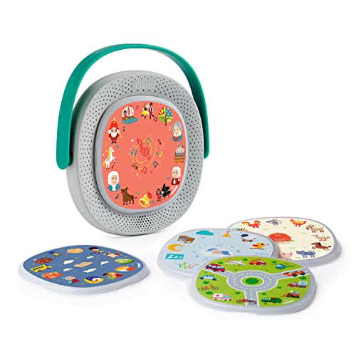 TIMIO Player + 5 Discs | Hör Märchen, Geschichten, Musik, Kinderlieder | Lern Zahlen, Buchstaben, Tiere, Objekte | In 8 Sprachen | Interaktives Audio-Lernspielzeug, Geschichtenerzähler, 2 - 6 Jahre von TIMIO