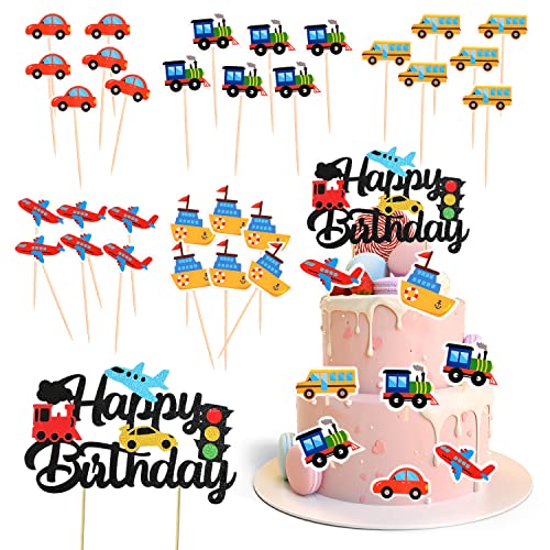 30 Stück Transportkuchen-PlugIns, Mit 1 Happy birthday Plug-in, Transport-Themen-Plug-in-Set, Party creative Dekorationsbedarf, geeignet für Kindergeburtstage, Mottopartys 30 Stück Transportkuchen-PlugIns, Mit 1 Happy birthday Plug-in, Transport-Themen-Plug-in-Set, Party creative Dekorationsbedarf, geeignet für Kindergeburtstage, Mottopartys von TIMJJG
