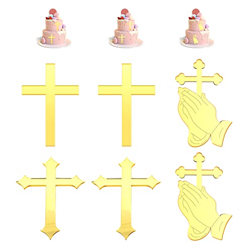 6 Stück Kreuz-Kuchenaufsätze, goldenes Spiegelkreuz, Gebetskreuz, Cupcake-Zubehör, Acryl-Dekoration, für Kindertaufe, Feier-Dekoration, Mottoparty 6 Stück Kreuz-Kuchenaufsätze, goldenes Spiegelkreuz, Gebetskreuz, Cupcake-Zubehör, Acryl-Dekoration, für Kindertaufe, Feier-Dekoration, Mottoparty von TIMJJG