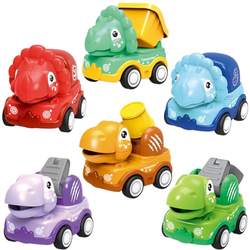 Cars Spielzeugauto Set,6 Pack Mini Die Dinosaurier Spielzeugautos Set Kinderspielzeug Cartoon Fahrzeuge Reibung angetrieben Pull Back Kleine Autos,für 4-6 Jahre Jungen Mädchen Kinder Geschenk von TIMVLETI