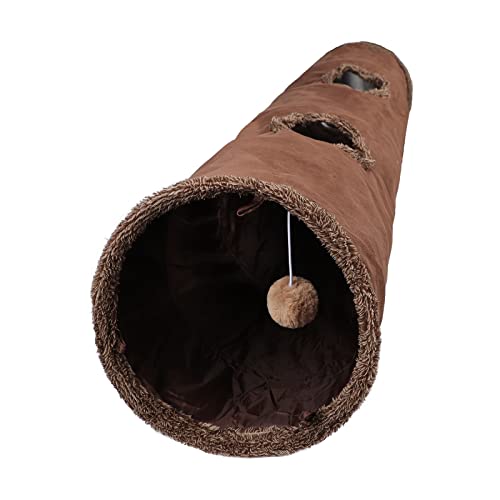 Katzentunnel Spielzeug 30,5 cm Durchmesser Katzen Spieltunnel Indoor Wildleder Haustier Spielzeug Faltbar Groß Katze Tube Tunnel mit Blickloch für Kätzchen Welpen Hunde Kaninchen und Kleintiere von TINAYAUE