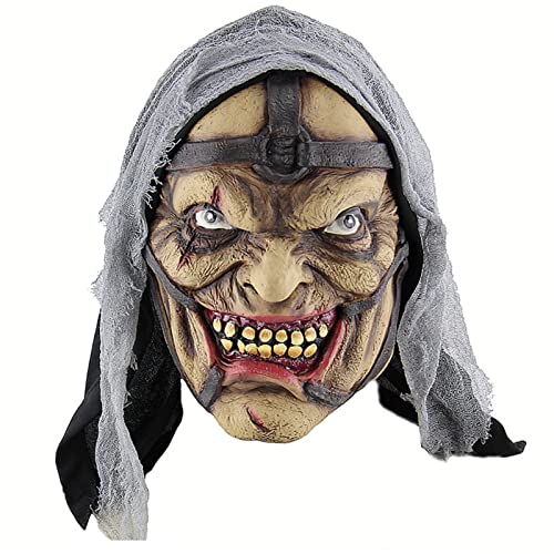 TINAYAUE Gruselige Zauberermaske Zuhälter Maske Geistermaske aus Latex Böse Maskenmänner Männer Horror-Maske für Halloween Karneval Ostern Cosplay Maskerade Mottoparty Kostümrequisiten von TINAYAUE