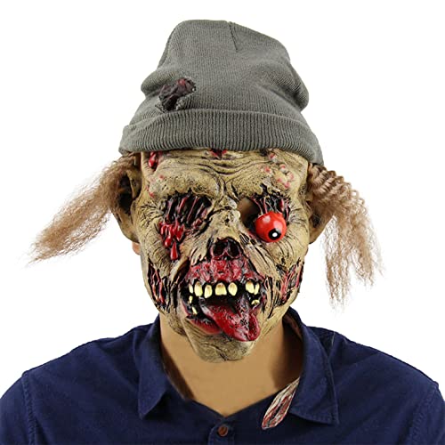 TINAYAUE Gruselige Zombie-Maske Geistermaske aus Latex Furcht Grabwächter Maske Böse Maskenmänner Männer Horror-Maske für Halloween Karneval Ostern Cosplay Maskerade Mottoparty Kostümrequisiten von TINAYAUE