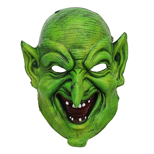 TINAYAUE Halloween Hexenmaske mit spitzem Kinn Gruselige Masken der Alten Hexe Weich Horror Maske Atmungsaktiv Zauberermaske Rollenspiel Requisiten für Halloween Karneval Ostern Cosplay Maskerade von TINAYAUE