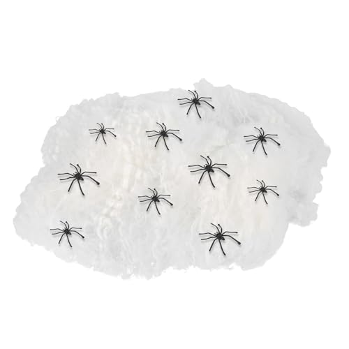 TINAYAUE Halloween Leuchtendes Spinnennetz mit 20 Spinnen Elastische Spinnwebe Realistische künstliche Spinnen Schreckliche hängende Dekorationen für Halloween, Themenpartys, Spukhäuser, Gruselszene TINAYAUE Halloween Leuchtendes Spinnennetz mit 20 Spinnen Elastische Spinnwebe Realistische künstliche Spinnen Schreckliche hängende Dekorationen für Halloween, Themenpartys, Spukhäuser, Gruselszene von TINAYAUE