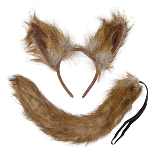 TINAYAUE Kunstfell, Fuchs, Wolfsohren, Stirnband und Schwanz, Set, Cosplay, pelziges Tierkostüm, Zubehör, langes Plüsch, Halloween, Weihnachten, Maskerade, Kostümparty, Requisiten TINAYAUE Kunstfell, Fuchs, Wolfsohren, Stirnband und Schwanz, Set, Cosplay, pelziges Tierkostüm, Zubehör, langes Plüsch, Halloween, Weihnachten, Maskerade, Kostümparty, Requisiten von TINAYAUE