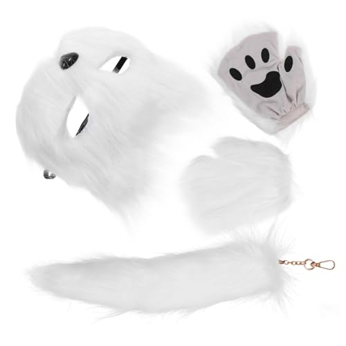 TINEASUR 1 Set Fuchsmaske, Handschuh, Set, Fursuit, Pelzmaske, Fuchsmaske Und, Therain, Fuchsohren Und, Fuchs Wolfsohren, Stirnband Und Kunstpelzschwanz, Halloween Kostüme, von TINEASUR