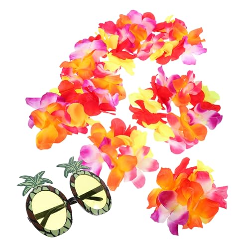 TINEASUR Hawaii-stil Party Requisiten 4pcs Set Große Blume Girlande Halskette Armbänder Stirnband Gläser von TINEASUR