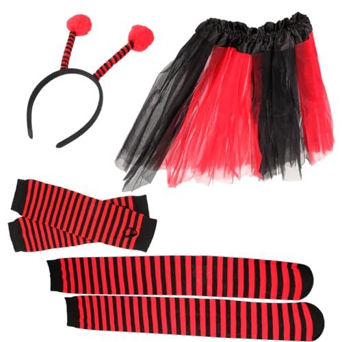 TINEASUR 1 Set Marienkäfer Kostüm Set, Kleidungsdekor, Armstulpen, Marienkäfer Kostümkleidung, Marienkäfer Kopfbedeckung, Marienkäfer Strümpfe, Marienkäfer Partyzubehör, Marienkäfer von TINEASUR