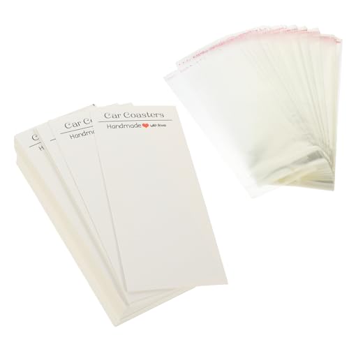 TINEASUR 100 Sets Papierkarten Untersetzer Ornamente, Kartenset, Karten Mit Verpackungsbeuteln, Untersetzer Displaykarten, Verpackungsdisplaykarten, Kleinunternehmensbedarfskarten Mit von TINEASUR
