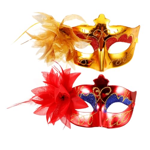 TINEASUR 2 Stück Masken für Maskerade Partys Halbmaske mit Blumenmotiv für Halloween Cosplay Leicht Tragbar Handgefertigt für Damen Prinzessinnen von TINEASUR
