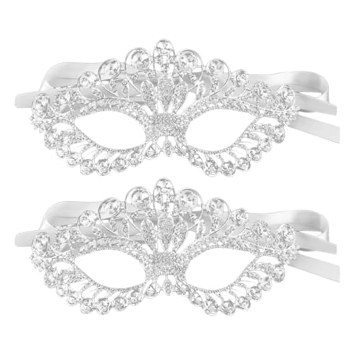 TINEASUR 2 Stück Strass-kronenmaske: Maskerade-partymaske Mit Band, Abend- Und Abschlussball-glitzer-gesichtsmaske Für Abschlussball, Halloween-party, Brautparty von TINEASUR