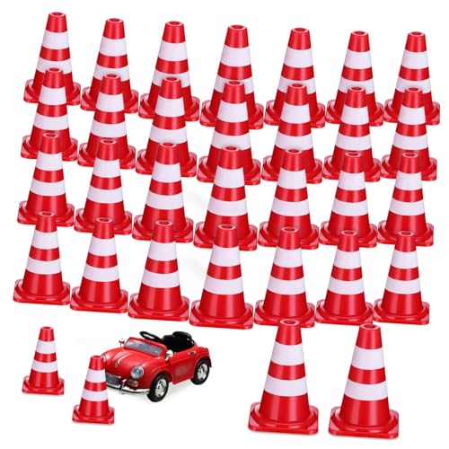 TINEASUR 30St Verkehrskognitives winzige Straßenkegel Punkt Zapfen einstellbar Spuren verkehrszeichen Straßenverkehrsspielzeug Verkehrsmodelle Leitkegel Modelle Plastik rot von TINEASUR