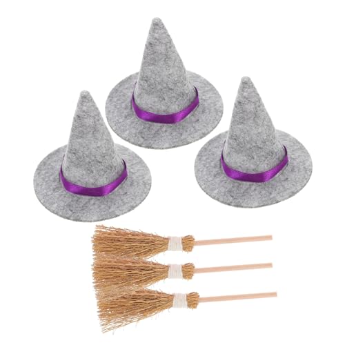 TINEASUR Halloween Hut Besen Set 6pc Hüte Besen Filz Handwerk Dekorationen Für Partys von TINEASUR