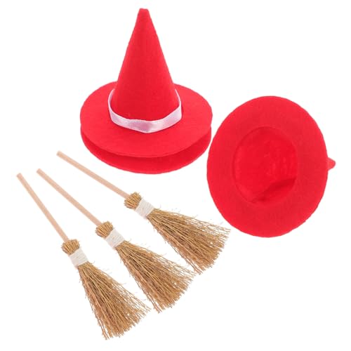 TINEASUR 3Er Set Halloween Hexenhut Winziger Hexenhut Besen Hexenhut Miniatur Mini Hexenbesen Hut Winziger Hut Hexenbesen Mini Hexenhut Winziger Hexenhut Ornament Miniatur von TINEASUR