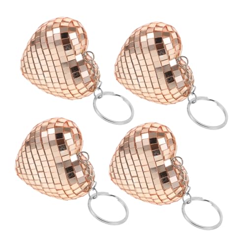 TINEASUR 4 Stücke Herz Form Disco Ornament Schlüsselanhänger Dekorative Mini Disco Für Party Favor Und Tasche von TINEASUR