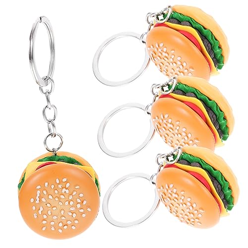 TINEASUR 4 Stück Simulation Lebensmittel Anhänger Pvc Schlüsselanhänger Mode Schlüsselanhänger Lustige Ohrring Charms Hamburger Anhänger Charms Mädchen Schmuck Zubehör Cartoon Hängender von TINEASUR