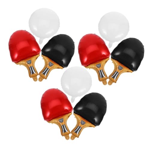 TINEASUR 9 Stück Teiliges Tischtennis Ballons Wiederverwendbare Folienballons Sportmotto Partydeko mit Tischtennisschlägern Rot-schwarz und Weißen Bällen für Geburtstagsfeiern Indoor von TINEASUR