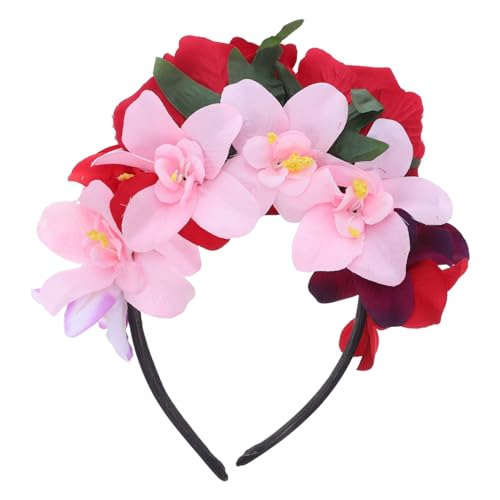 TINEASUR Halloween Rosen Blumenkrone Stirnband Künstliche Rosen Day Of The Dead Haarschmuck für Damen Party Kostüm Zubehör Dunkles Rot und TINEASUR Halloween Rosen Blumenkrone Stirnband Künstliche Rosen Day Of The Dead Haarschmuck für Damen Party Kostüm Zubehör Dunkles Rot und von TINEASUR