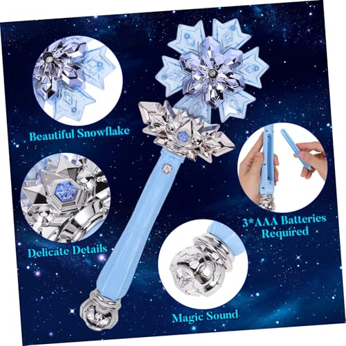 TINEASUR Leuchtender Schneeflocken-Zauberstab mit Sprayfunktion und Sound für Mädchen Blaues LED-Cosplay-Accessoire mit Schraubenzieher Batteriefrei Geschenkidee für Karneval und von TINEASUR