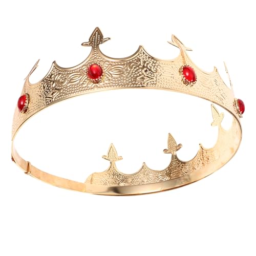 TINEASUR Prunkvolle Vintage Krone Für Männer Cosplay Crown Für Partys Halloween Und Bühnenauftritte Goldene Krone Mit Roten Diamanten Passend Für Köpfe TINEASUR Prunkvolle Vintage Krone Für Männer Cosplay Crown Für Partys Halloween Und Bühnenauftritte Goldene Krone Mit Roten Diamanten Passend Für Köpfe von TINEASUR