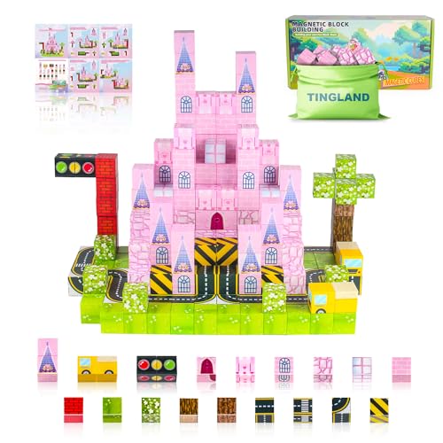Magnetische Bausteine 96pcs Magnetwürfel Prinzessin Rosa Schloss Welt ,Spielzeug für 3+ Jahre alte Kinder , Montessori sensorische STEM Vorschule Kleinkind Spielzeug, Weihnachten Geschenke für Kinder Magnetische Bausteine 96pcs Magnetwürfel Prinzessin Rosa Schloss Welt ,Spielzeug für 3+ Jahre alte Kinder , Montessori sensorische STEM Vorschule Kleinkind Spielzeug, Weihnachten Geschenke für Kinder von TINGLAND