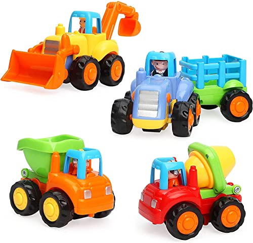 TINOTEEN Baby Spielzeugauto Spielsachen Baufahrzeuge Push and Go Reibungsgetriebenes Auto Spielzeug für 1 2 3 Jahr Kinder Kleinkinder von TINOTEEN