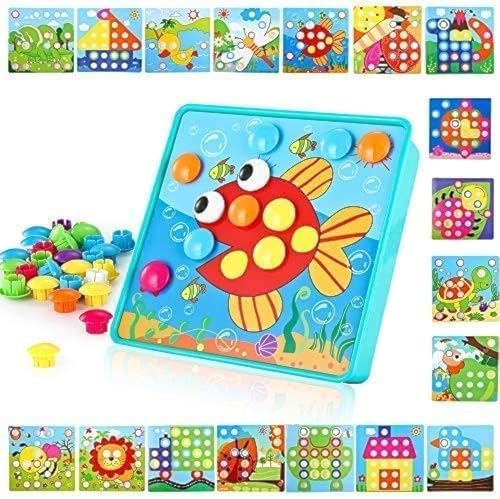 TINOTEEN Mosaik Steckspiel für Kinder Lernspielzeug Steckmosaik mit 18 Bunten Steckplätte und 50 Steckperlen von TINOTEEN