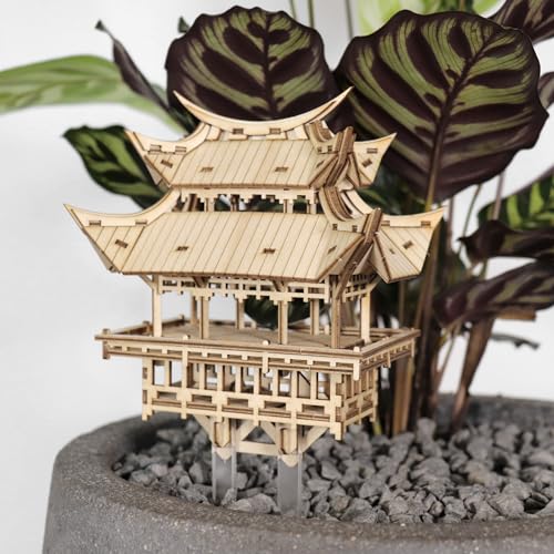 TINY TREE HOUSES Tempel der Dankbarkeit 3D Holzpuzzle DIY Modell Bastelset mit LED-Lichtern und Acrylständer für Erwachsene und Jugendliche zum Bauen - 109 Teile (Batterien nicht im Lieferumfang) von TINY TREE HOUSES