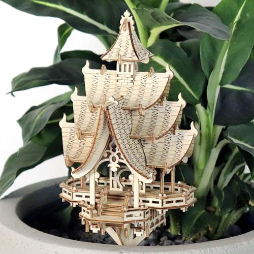 Temple of Joy 3D-Holzpuzzle für Erwachsene und Kinder, inklusive LED-Lichtern, Acrylpfahl und Montagewerkzeugen, DIY-Kit für Heim- oder Pflanzendekoration, 83 Teile (Batterie nicht im Lieferumfang Temple of Joy 3D-Holzpuzzle für Erwachsene und Kinder, inklusive LED-Lichtern, Acrylpfahl und Montagewerkzeugen, DIY-Kit für Heim- oder Pflanzendekoration, 83 Teile (Batterie nicht im Lieferumfang von TINY TREE HOUSES
