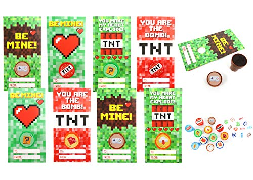 Tiny Mills Pixel-Miner-Karten mit Pixel-Miner-Stempeln für Valentinstag, Klassenzimmer, Austausch, Partyzubehör, Preise, 36 Stück Tiny Mills Pixel-Miner-Karten mit Pixel-Miner-Stempeln für Valentinstag, Klassenzimmer, Austausch, Partyzubehör, Preise, 36 Stück von TINYMILLS