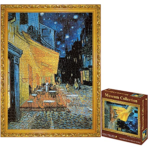 TINYOUTH 1000 Teile Puzzle für Erwachsene, 《Cafe Terrasse Bei Nacht》 Museum Kollektion Puzzle, 50x70CM 2mm Dicke Berühmte Gemälde Puzzle, Stressabbau Staycation Kill Time für Erwachsene Kinder 14+ von TINYOUTH