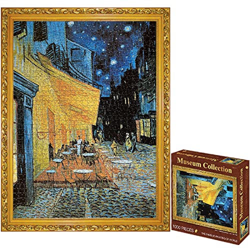 TINYOUTH 1000 Teile Puzzle für Erwachsene, 《Cafe Terrasse Bei Nacht》 Museum Kollektion Puzzle, 50x70CM 2mm Dicke Berühmte Gemälde Puzzle, Stressabbau Staycation Kill Time für Erwachsene Kinder 14+ von TINYOUTH