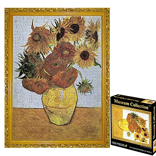 TINYOUTH 1000 Teile Puzzle für Erwachsene, 《Sonnenblumen》 Museum Kollektion Puzzle, 50x70CM 2mm Dicke Berühmte Gemälde Puzzle, Stressabbau Staycation Kill Time für Erwachsene Kinder 14+ von TINYOUTH