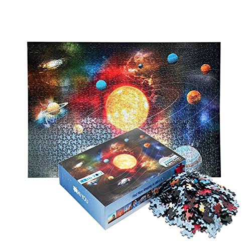 TINYOUTH 1000 Teile Sonnensystem Puzzle für Erwachsene - Planeten Puzzle 1,8 mm Karton 70x50cm - Familienspiel Stress Reliever Schwierige Herausforderung für Erwachsene Kinder 14+ von TINYOUTH