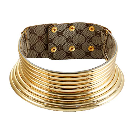 TIREOW Mode Afrikanische Extravagante Einstellbare Persönlichkeit Groß Frauen Dame Halsband Halskette für Partei Alltagskleidung (Gold) von TIREOW_Halloween