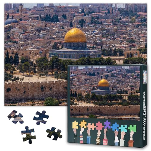 1000 Blöcke für Erwachsene mit Jerusalem-Puzzle, Al-Aqsa-Moschee-Puzzle, Erwachsene mit Tempelberg-Puzzle, Puzzle-Spiel oder Spielzeug für ältere Freunde 50x70cm von TISHIRON