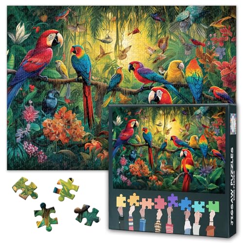 1000 Stück Herausforderndes Puzzle Für Erwachsene Papagei Im Baum Puzzle Für Erwachsene Geschenk Heimdekor Tropische Vögel Intelligenz Puzzles Für Familienspiele 50cmx70cm von TISHIRON