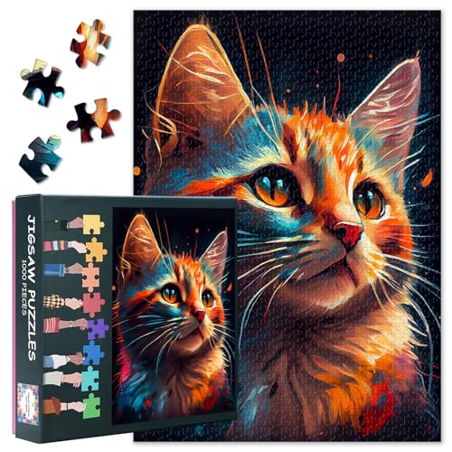 1000 Stück Katze Jigsaw Puzzles Für Erwachsene Dekompression Jigsaw Puzzle Unmögliche Herausforderung Tier Katze Puzzles Perfekt Für Familie Spielabend 70cmx50cm von TISHIRON