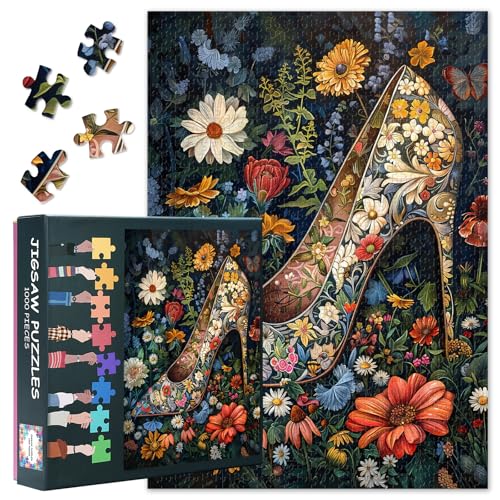 1000-Stück-Puzzle für Erwachsene Bunte Blumen-Puzzle 1000-Stücke Bunte High Heel Adolescent Family Spielzeug Interessante intellektuelle Herausforderung Fertiges Puzzle Größe: 70x50cm von TISHIRON