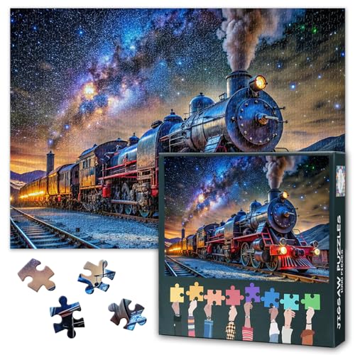 1000-Stück-Puzzle für Erwachsene Dampflok-Puzzles Home Wanddekoration Einzigartige mentale Übung Teens Bildungsspielzeug Lustige herausfordernde Puzzles Fertige Größe: 70x50cm von TISHIRON