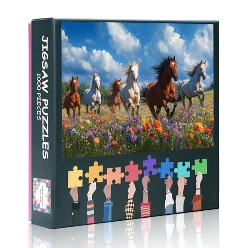 1000 Stück Puzzle für Erwachsene - Pferd läuft schwierig herausfordernde Puzzles Erwachsene, Familienspiel für Männer & Frauen (Home Decor Geschenk) Fertige Größe ist 70 x 50 cm von TISHIRON