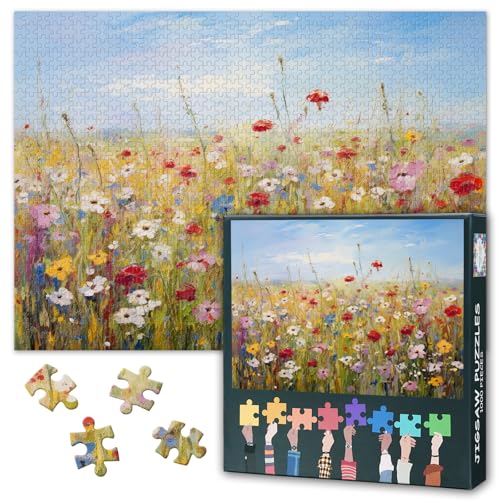 1000 Stück Puzzle für Erwachsene Wildflower - Puzzles 1000 Teile, schwer schwierig herausfordernde Puzzle Bloom Plant Theme (70 x 50 cm), Familie Spielabend Geschenk & Home Decor von TISHIRON
