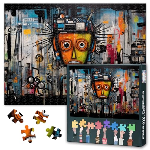 1000 Stücke für Erwachsene mit Roboter-Puzzles, Stadt-Straßen-Graffiti-Puzzles, Erwachsene mit Erwachsenen-Puzzles, Puzzle-Spiele oder Spielzeug für ältere Freunde 50x70cm von TISHIRON